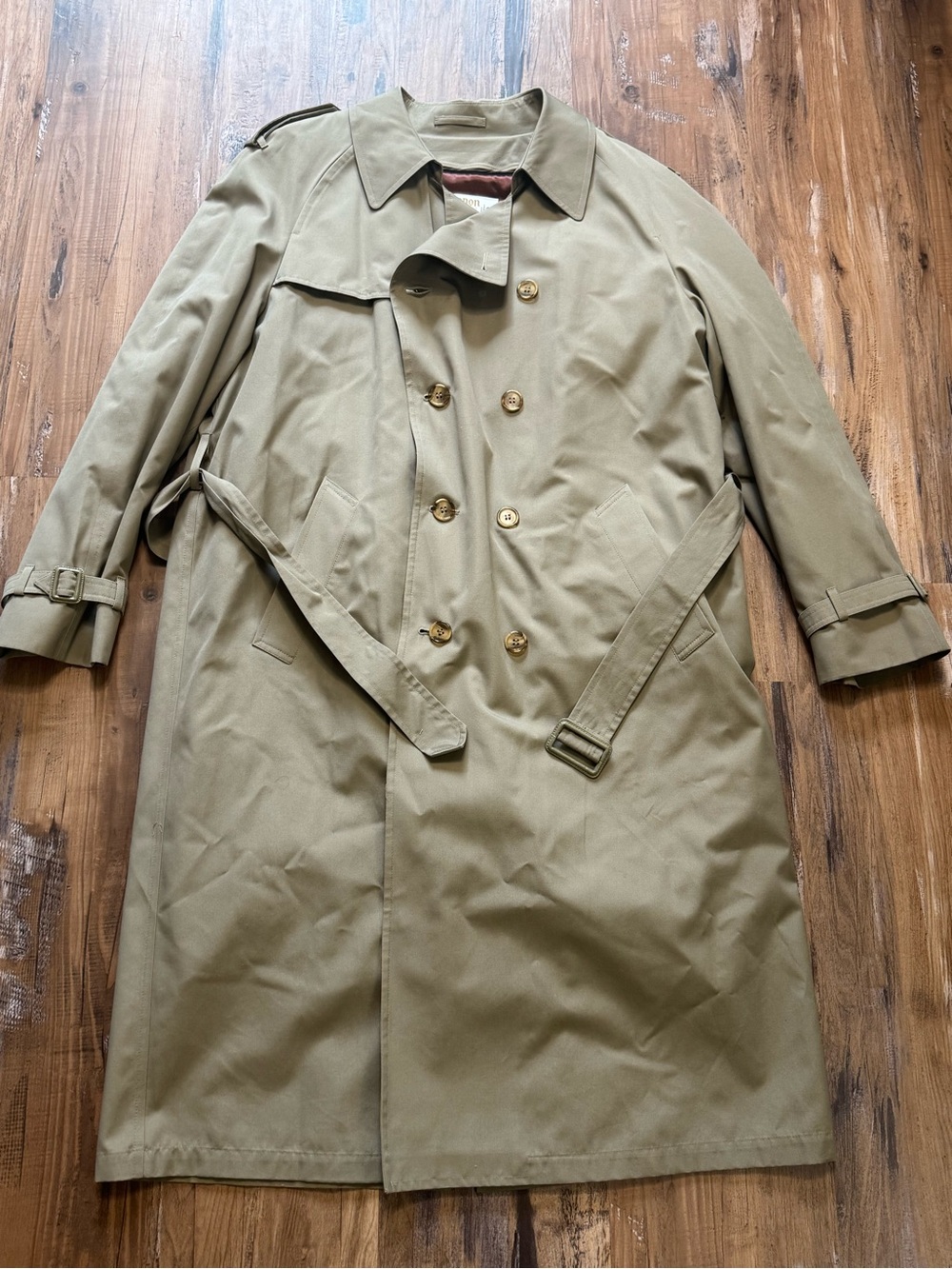 Classic Men's Tan Lined Trench Coat with Belt
